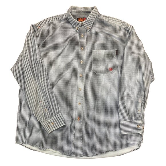 Ariat Work FR Men's Checkered Button-Down Shirt XXL Navy & White - Picture 6 of 16